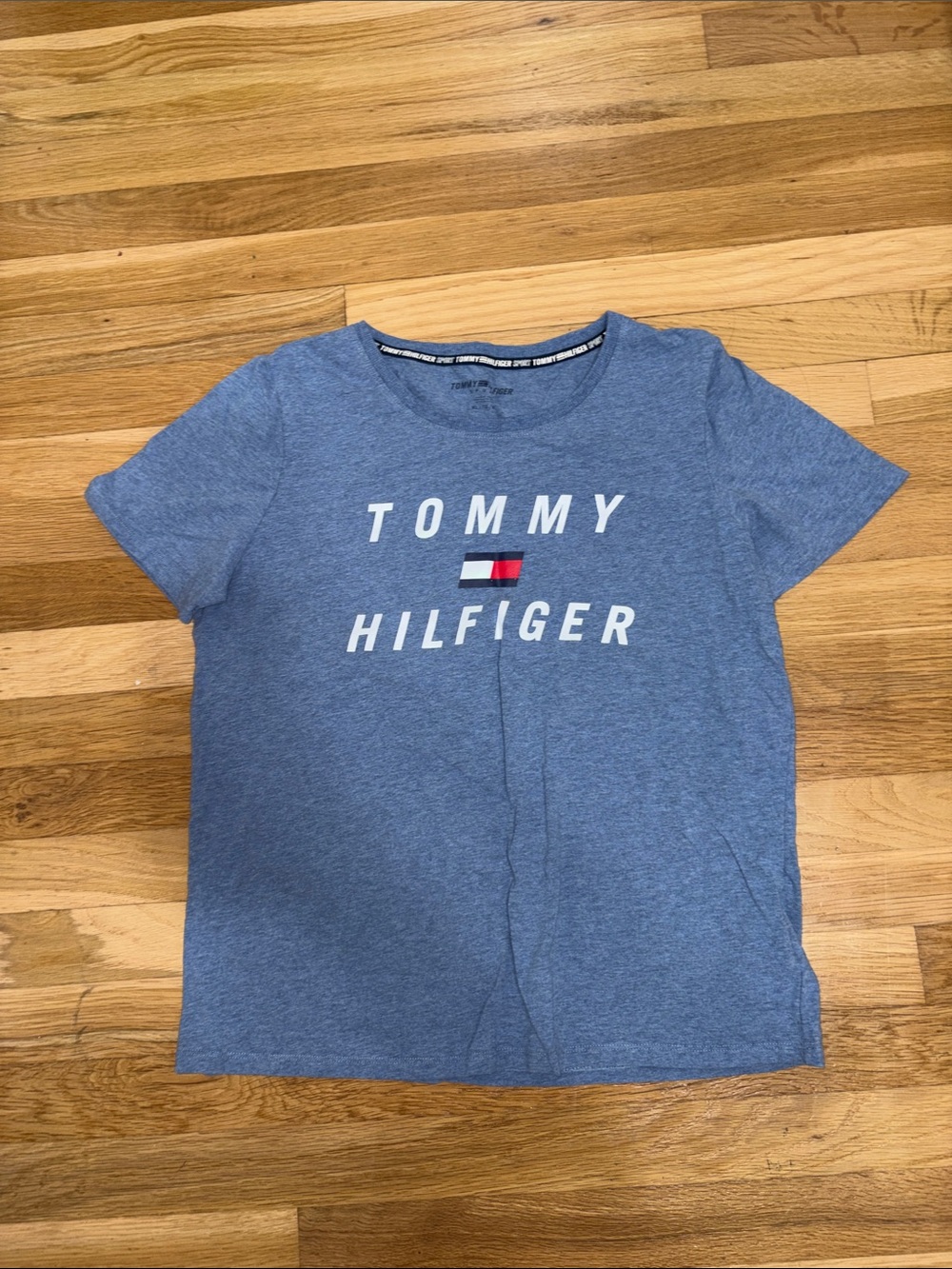 Tommy Hilfiger Heather Blue Logo Tee with Flag